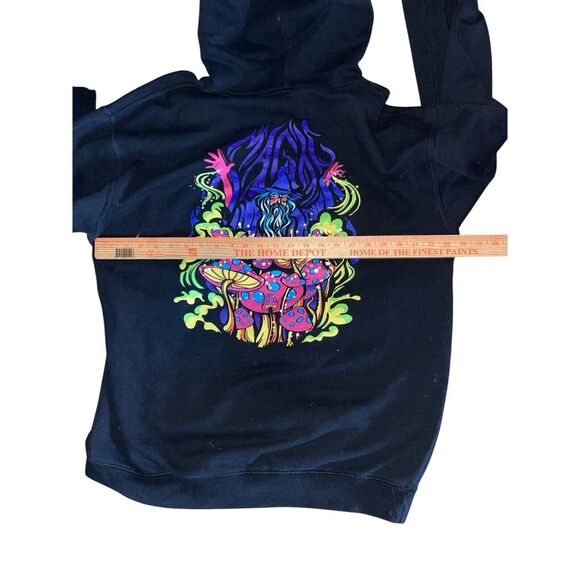 Alab Sweatshirt Men Medium Black‎ Magic Mushroom Psychedelic Fungi Wizard Trippy - Picture 6 of 7